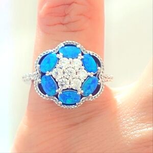Opal & Topaz Sterling Silver Gemstone Ring